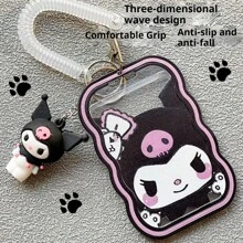 Sanrio Funda transparente suave y adorable de Kuromi para tarjeta de campus, tarjeta de estudiante, tarjeta de comida, tarjeta de acceso, tarjeta de autobús con cordón colgante, para hombre y mujer, útiles escolares, de vuelta al colegio