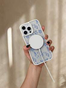 GALLAPLE Blue & White Botanical Print Magnetic Phone Case, Minimalist Scandinavian Inspired,Durable And Dirt-Resistant Material With Wireless Charging Design,Compatible With IphoneX/XS/XSMAX/11/11pro/11promax/12/12pro/12promax/13/13pro/13promax/14/14plus/14pro/14promax/15/15plus/15pro/15promax/16/16plus/16pro/16promax - 淺灰色 - 查看 2