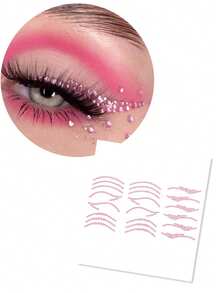 Miếng dán trang điểm kẻ mắt tự dính, Kim sa, Lễ hội, Trang điểm nghệ thuật theo phong cách cổ điển, Vẽ cơ thể bằng kim tuyến, Phụ kiện, Hình xăm tạm thời. Trang trí mặt cho Halloween, Trang trí khóe mắt - Hồng - Xem 1