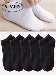 1/3/5/10双装 女士吸湿排汗短袜，踝袜，白色袜子，黑色袜子，普通女士袜子，柔软女士袜子
