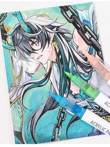 朗格288/240/192/96色直涂式丙烯颜料马克笔，带收纳袋，学生艺术专业绘画彩色软头马克笔，纸张紧密可堆叠，DIY涂鸦涂色书，可用于绘画玻璃、石头，防水人体彩绘笔，圣诞礼物