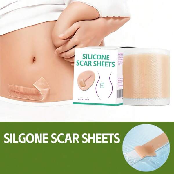 4 * 150cm Silicone Scar Camouflage Patch, Silicone Gel Scar Hiding Tape For Daily Care, Khaki Color