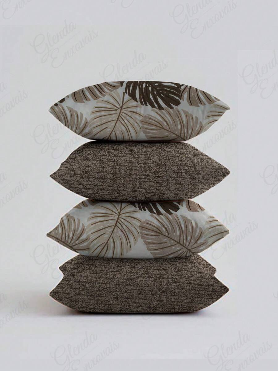 (4 Units) 45x45 Pillow Covers – 2 Plain And 2 Printed – Assorted Colors – AL - Sườn Be Nâu - Xem 1