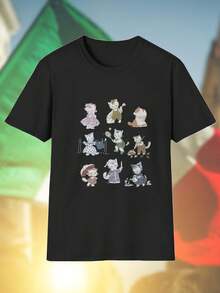 Cute Cats Doing Daily Activities Illustration T shirt uomo moda casuale divertente regalo stampa gatti carini estiva novità idea originale qualità premium vestibilità comoda offerta esclusiva shopping imperdibile