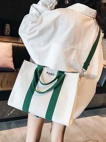 女士简约方形布艺托特包，专业办公风格时尚手提包，可作为单肩包或斜挎包使用 - 綠色 - 查看 4