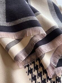 1 pezzo Sciarpa jacquard elegante e vintage con motivo pied-de-poule e patchwork, calda e alla moda, adatta per l'uso quotidiano e la decorazione in autunno/inverno per abiti
