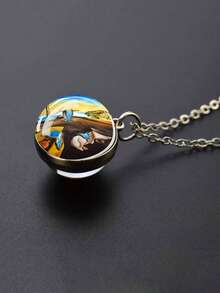 1 件萨尔瓦多达利“记忆的永恒”艺术玻璃圆顶吊坠项链