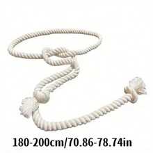 1Pcs Vintage Braided Rope Belt For Men And Women - Y2K Style, Thick White Rope, Black Plaid Pattern, Versatile Jeans Accessory, Hand Washable, Perfect For Casual Wear - 白色 - 查看 7