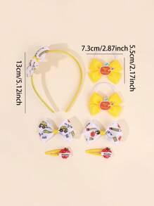 Set da 7 pezzi di accessori per capelli per il ritorno a scuola, con fermagli per capelli in tessuto colorato, lacci per capelli, fermagli a forma di matita e mela, fascia per capelli, forcine, set di accessori per capelli di moda per ragazze, adolescenti, studenti, per uso quotidiano e come regalo