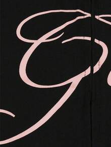 2pcs Spring Sexy Printed Zip-Up Jacket & Pants Set, Holiday Outfit - Black - View 4