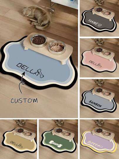 Individuell anpassbare rutschfeste Haustier-Matte für Katzen & Hunde - schnelltrocknend, wasserabsorbierend, mit dem Namen des Haustieres personalisiert, nordischer Stil Bodenmatte für den Innenbereich, Haustier-Matte für den Boden, verspieltes Haustier-Design, Haustier-Matte (empfohlene Größe mittel oder groß für besseren Sitz für Haustiere), Haustier-Zubehör, Halloween-Accessoires 2025