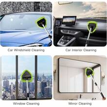 11pcs Auto Windshield Cleaning Kit With 6 Reusable Microfiber Pads, 2 Spray Bottles, Extendable Handles - Green, Popular Auto Cleaning Essential - 綠色 - 查看 6