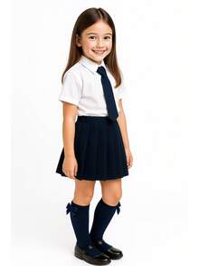 Don Calcetin 6 Pairs School Socks With Bow For Girls To The Calf, Superior Quality, High Quality Microfiber, Perfect Fit, Non-Slip - 藍色 - 查看 1