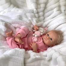 Realistic Reborn Baby Dolls Blonde Girl Lifelike Blue Eyes Girl Soft Body That Look Real Life Newborn Baby Dolls 18 Inch Reborn Doll High-End Gift For Kids Age 3+