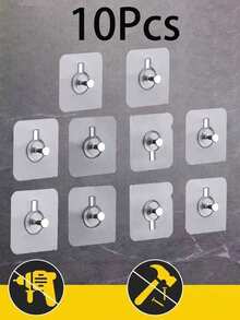 2/5/10/20 chiếc đinh PVC dính chắc, dùng cho khung và tranh, móc dính vô hình, thích hợp cho ảnh cưới, treo tường, không khoan, không để lại dấu vết, giá treo tranh trang trí tường, móc treo tranh dán vít dính - trong suốt - Xem 11