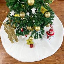 48 英寸毛毛圣诞树裙毛绒人造毛皮圣诞树裙，适合万圣节/秋收、感恩节/圣诞节的圣诞装饰。 - 白色 - 查看 2