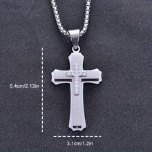 Men's Stainless Steel Multi-Layer Cross Pendant Necklace With Black Enamel & Accents - Edgy Modern Design For Festive Occasions, Parties, Music Festivals - Year-Round Versatile Jewelry, Festival Necklace, Intricate Craftsmanship - vòng cổ - Xem 6