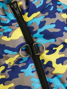 1pc Pet Clothes Autumn/Winter Fashionable Vest, Contrast Color Camouflage Zipper With Leash Hole, Suitable For Poodle, Bichon Frise - Multicolor - View 7