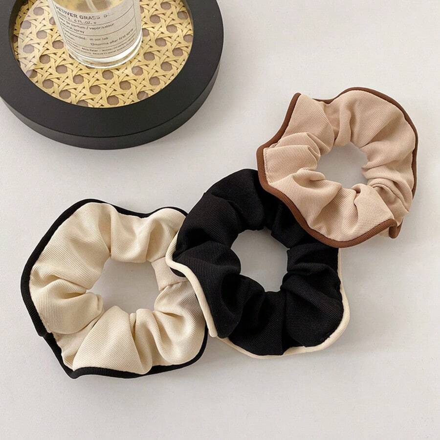 3 dây buộc tóc màu đen, trắng, kaki trơn, thích hợp sử dụng hàng ngày, dây buộc tóc, dây buộc tóc, tóc giả, rửa mặt, phụ kiện tóc buộc đuôi ngựa - Nhiều màu - Xem 1