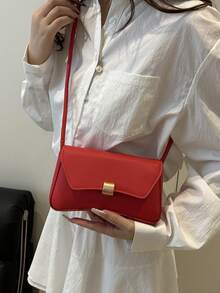时尚纯色复古法棍简约腋下女士单肩包