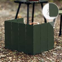 1pc Square Metal Camping Stove Windshield, Foldable Outdoor Cooking Partition, Lightweight Aluminum Alloy Flame Resistant Barrier With Backpack And Hiking Storage Bag - Army Green - View 7