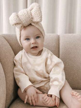 1 stuk pluche strik babyhoofdband, geschikt voor herfst/winter, pasgeborenen, feestjes en fotografie-accessoire