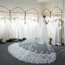 1 Peça Véu de Noiva com Dois Níveis, Artesanal, Sonhador, 3 Metros de Comprimento de Cauda Acessório de Casamento