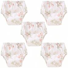 5 件可重复使用的婴儿训练裤，可洗尿布袋，透气如厕学习内衣，防水防漏幼儿尿布，柔软舒适的材质，适合所有季节的婴儿