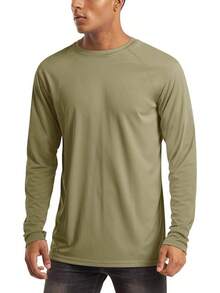 Men's Long Sleeve Shirts UPF 50+ UV Sun Protection Athletic Shirts For Hiking Running Workout Rash Guard-2025 - Dull Cyan - View 1