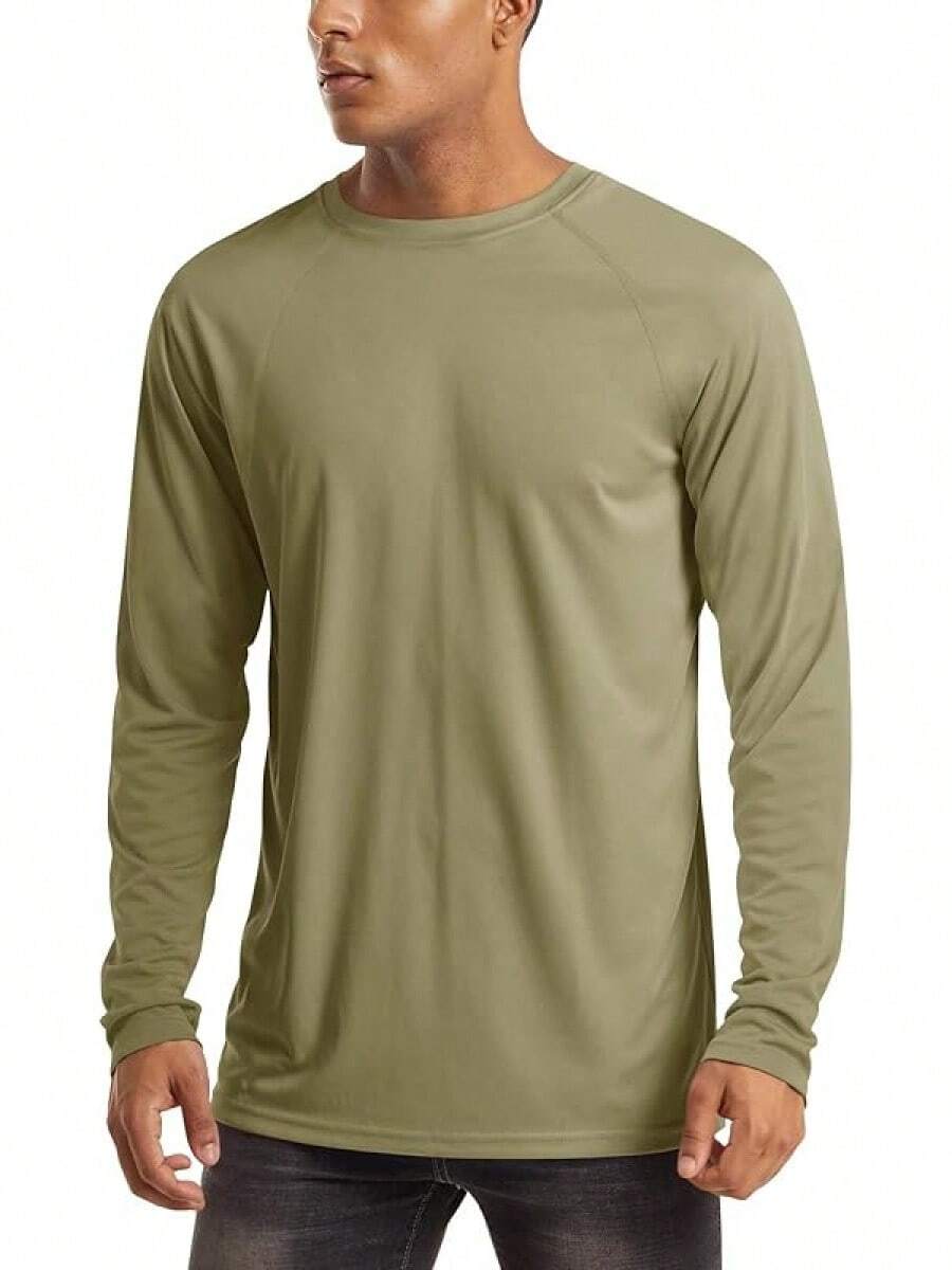 Men's Long Sleeve Shirts UPF 50+ UV Sun Protection Athletic Shirts For Hiking Running Workout Rash Guard-2025 - Dull Cyan - View 1