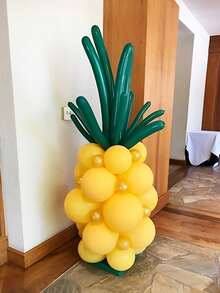 65 件 1/2 套菠萝柱气球套装，包含黄色和深绿色乳胶气球，适用于生日装饰、夏威夷 Luau Aloha 热带夏季海滩派对、礼物、夏季派对、水果主题庆祝活动、大气场景装饰