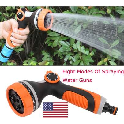 Heavy Duty Hose Sprayer With 8 Patterns Comfortable Ergonomic Grip, Garden Hose Nozzle For Watering Plants & Lawns/Fun Showers/Cleaning/Car/Pet