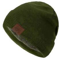Sombreros de invierno Unisex URGENTMAN Labal, gorros de punto de Color sólido para hombres y mujeres, gorro deportivo cálido para exteriores, agregar forro de piel - Verde militar - Ver 2