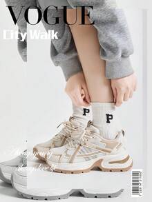 Alan Vincent[Free Returns And Exchanges][Local Delivery][Quick Arrival][City Sneaker Series]Women's Sneakers New Thick Soled Height-Increasing Women's Khaki Shoes Fashionable And Comfortable Soft Shoes Can Be Paired With Various Pants And Clothes Outdoor Sports Shoes Street Style Box Packaging - 卡其色 - 查看 2