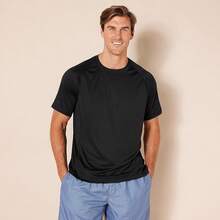 Essentials - Men's UPF 50 Quick-Drying Short-Sleeve Swim Shirt - 黑色 - 查看 6