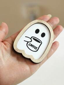 1 pieza Decoración de madera con cafetera con diseño de fantasma de Halloween, decoración de pared con diseño lindo de fantasma, perfecto para amantes del café, accesorios de cocina de Halloween, apto para el hogar, cafetería y decoración de pared - Multicolor - Ver 10