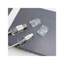 1-Piece Mixed USB Cable And Type-C Cable Transparent Wave Mobile Phone Charging Cable Protective Case, Suitable For Mobile Phone Charging Cable/Computer Power Cable Package Clip