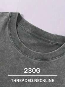 Men's Washed Retro Wax Printed Cotton T-Shirt 230g, 290g Washed Retro Shorts, Milan Italian Print Suitable For Summer Wear, Outdoor Sports, Casual Shorts T-Shirt Shorts Set - 深灰色 - 查看 6