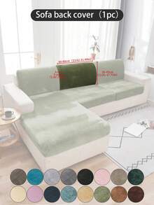 1 pieza Funda de cojín de sofá de peluche de zorro plateado gris oscuro, minimalista clásica, funda protectora decorativa a prueba de polvo de unicolor y elástica, adecuada para hotel, dormitorio, decoración de sala de estar, decoración de habitación, negro, gris claro, caqui, decoración de otoño, decoración de habitación, vuelta al colegio, útiles escolares