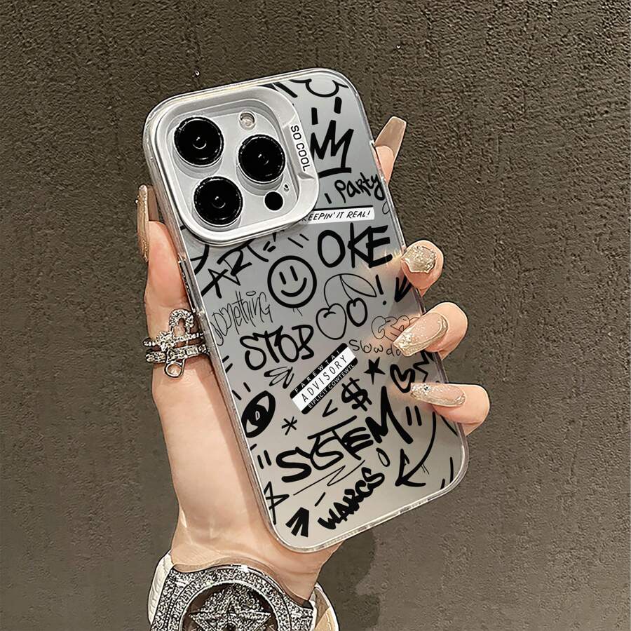 1 件时尚路标和涂鸦字母全身保护防摔手机壳，加厚防滑保护套适用于 iPhone11 12 13 14 11Promax 12Promax 13Promax 14Promax XR 15 15PRO 15PROMAX、GalaxyS20/S21/S22/S23/S24/S25/S24FE/S24Ultra/S25Ultra - 路牌塗鴉字母 - 查看 1