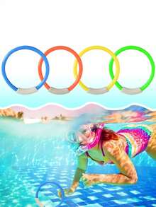 4/8 件彩色下沉式潜水圈，适合青少年的有趣水下泳池玩具，非常适合潜水训练和检索，橙色、绿色、蓝色、黄色，泳池潜水玩具，游泳池玩具，泳池配件，泳池派对，1/2 件