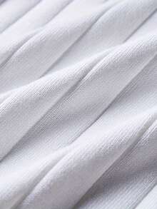 ALTZTAR Men's Thin Solid Color Short Sleeve Knit Vertical Striped Crew Neck Top - White - View 7