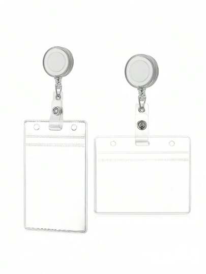 1pc Transparent Waterproof Soft Plastic Card Holder With Retractable Badge Reel, Adjustable Badge Reel Clip, Credit Card Protector Suitable For Nurses, Doctors, Teachers, Office Staff, School Supplies, Back To School