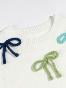 Vivid Style Sweet Dopamine Colorful Three-Dimensional Bow, Ageing Versatile Vest Undershirt, Autumn And Winter Knitwear Sweater, Back To School Clothes, Cute Tops Women