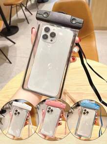 1pc Portable Universal Night Glow Waterproof Phone Case With Wide Strap - Touchscreen Compatible With All Smartphones, Suitable For Swim & Dive, Suitable For Water Sports & Travel - Perfect Gift For Adventurers, Beach Essentials, Beach Accessories, Pool Float