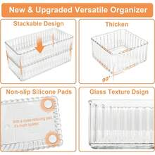 7 CountS Clear Drawer Organizers Bins, 4-Size Stackable Makeup Vanity Drawer Organizer Trays, Acrylic Bathroom Drawer Organizer Storage Containers For Cosmetic,Office Supply