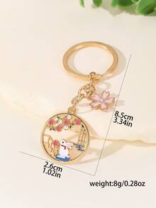 中国风兔子金属钥匙扣，可爱卡通动物兔子合金钥匙扣，返校背包装饰，汽车钥匙扣，节日派对礼物，适合植物和动物爱好者汽车配件哥特 Y2k