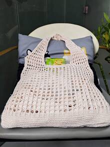 1 Túi đeo vai thời trang đan móc hở dành cho nữ; Túi xách thường ngày dành cho nữ; Túi đan móc đơn giản; Túi mua sắm dành cho nữ, Quà tặng Ngày của Mẹ, Túi xách cho mẹ, Túi tốt nghiệp, Túi đi làm cho thanh thiếu niên, Cặp sách cho trường đại học và trung học, Lý tưởng cho các hoạt động ngoài trời, du lịch và trở lại trường, Halloween, Ba lô đựng đồ di động cho Giáng sinh, Túi tote đi biển đan móc, Túi xách nữ Summer Aesthetics, Túi đi làm. - Màu be - Xem 9