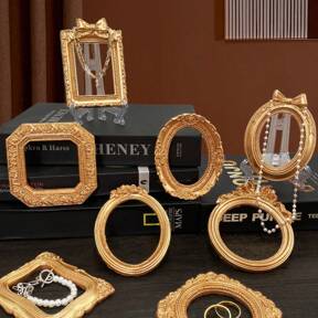 Stil european Retro INS auriu Mini rama foto recuzită Nail Art colier lua ornamente bijuterii fotografiere fundal accesorii