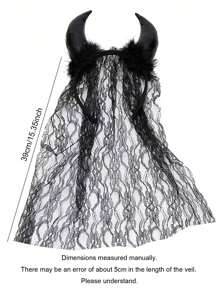 Halloween Netted Devil Headband, Black Horned Headband, Realistic Flower Netted Headband, Halloween Party Costume Headgear